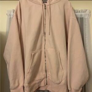 BRANDY MELVILLE John Galt Christy Hoodie Oversized Full-Zip Jacket Pink